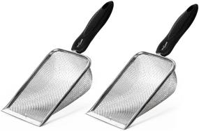 img 4 attached to REPTI ZOO 2-Pack Reptile Sand Scooper Set - Fine Mesh Shovel for Bearded Dragon Terrarium Substrate, Durable Litter Cleaner Corner Scoop Combo