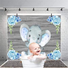 img 3 attached to 🐘 Boy Blue Elephant Background Photo Banner Decoration: Cute Newborn Baby Girl Shower Backdrop, Ideal for Party and Birthday - 7x5FT Vinyl with Flowers