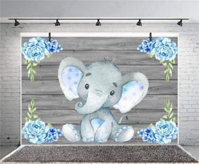 img 4 attached to 🐘 Boy Blue Elephant Background Photo Banner Decoration: Cute Newborn Baby Girl Shower Backdrop, Ideal for Party and Birthday - 7x5FT Vinyl with Flowers