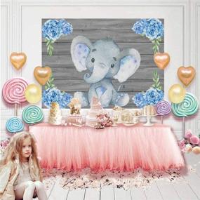 img 2 attached to 🐘 Boy Blue Elephant Background Photo Banner Decoration: Cute Newborn Baby Girl Shower Backdrop, Ideal for Party and Birthday - 7x5FT Vinyl with Flowers