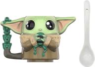 🍵 zak designs star wars the mandalorian sculpted ceramic coffee mug with spoon - baby yoda/the child with frog: a unique collectible keepsake logo