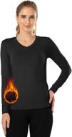 mancyfit women's thermal shirt with fleece lining, long sleeve base layer and v-neck design logo