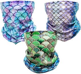 img 4 attached to 🧜 Multi-purpose Mermaid Tail Face Mask Trio: Ultimate UV & Dust Protection for Women's Outdoor Activities