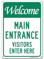 welcome entrance visitors enter sign logo