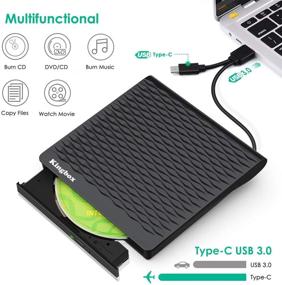 img 3 attached to 📀 Kingbox USB 3.0/Type C Dual Port External DVD Drive - Portable Slim DVD Player with High Speed Data Transfer, Ideal for Mac OS, Windows 7/8/10/Vista PC, Desktop, Laptop