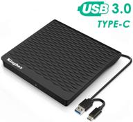 📀 kingbox usb 3.0/type c dual port external dvd drive - portable slim dvd player with high speed data transfer, ideal for mac os, windows 7/8/10/vista pc, desktop, laptop logo