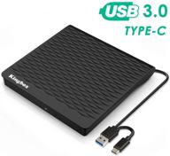 📀 kingbox usb 3.0/type c внешний dvd-привод с двумя портами - портативный тонкий dvd-плеер с высокой скоростью передачи данных, идеально подходит для mac os, windows 7/8/10/vista pc, настольного компьютера, ноутбука логотип