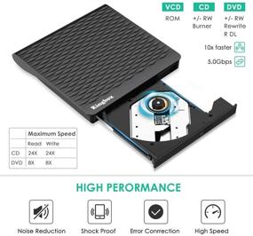 img 1 attached to 📀 Kingbox USB 3.0/Type C Dual Port External DVD Drive - Portable Slim DVD Player with High Speed Data Transfer, Ideal for Mac OS, Windows 7/8/10/Vista PC, Desktop, Laptop