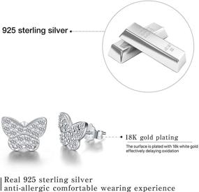 img 2 attached to 🦋 Hypoallergenic CZ Butterfly Stud Earrings | 18K Gold Plated 925 Sterling Silver | Colored Cubic Zirconia Jewelry Gifts for Women, Girls, Mom, Wife, Girlfriend