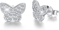 🦋 hypoallergenic cz butterfly stud earrings | 18k gold plated 925 sterling silver | colored cubic zirconia jewelry gifts for women, girls, mom, wife, girlfriend logo