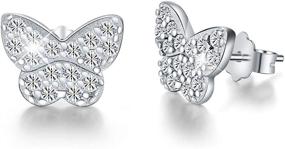 img 4 attached to 🦋 Hypoallergenic CZ Butterfly Stud Earrings | 18K Gold Plated 925 Sterling Silver | Colored Cubic Zirconia Jewelry Gifts for Women, Girls, Mom, Wife, Girlfriend