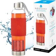 🌿 grosche marino travel infuser: glass and stainless steel sport water bottle - 550ml/18.6oz, tea tumbler, cold brew coffee maker, water bottle logo