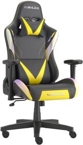 img 4 attached to 🎮 Hbada Gaming Chair with Lumbar Support - Ergonomic Carbon Fiber Leather High Back Video Game Chair - Heavy Duty Computer Swivel Chairs - Yellow with Purple