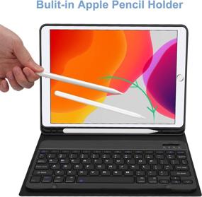 img 2 attached to 🔵 10.2-inch iPad Case Keyboard for 8th/7th Gen - Detachable Bluetooth Wireless Keyboard, Thin Slim Smart Folio Case for 10.5-inch Pro 2019/2017, 3rd Gen Air with Pencil Holder - Blue