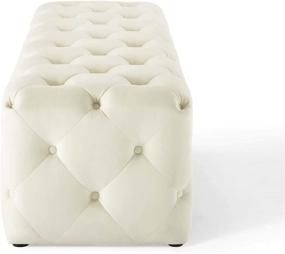 img 2 attached to 💺 Modway Amour Tufted Performance Velvet 60" Upholstered Entryway Bench in Ivory: Chic and Comfortable Seating Solution for Your Entryway