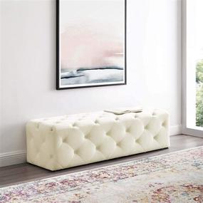 img 4 attached to 💺 Modway Amour Tufted Performance Velvet 60" Upholstered Entryway Bench in Ivory: Chic and Comfortable Seating Solution for Your Entryway