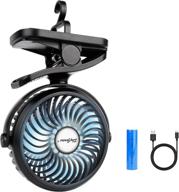 🔋 rechargeable usb operated mini fan with clip, led lights, and 2200 mah battery – ideal for camping, hiking, travel, strollers, office, and home outdoors логотип