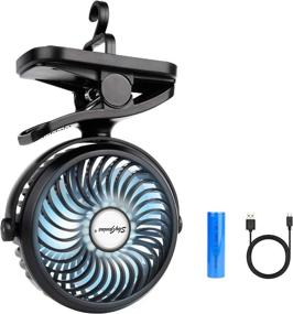 img 4 attached to 🔋 Rechargeable USB Operated Mini Fan with Clip, LED Lights, and 2200 mAh Battery – Ideal for Camping, Hiking, Travel, Strollers, Office, and Home Outdoors