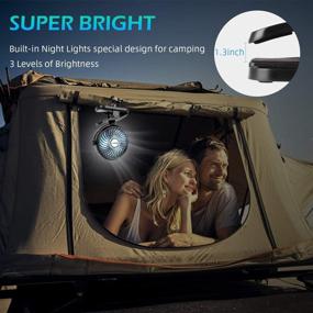 img 3 attached to 🔋 Rechargeable USB Operated Mini Fan with Clip, LED Lights, and 2200 mAh Battery – Ideal for Camping, Hiking, Travel, Strollers, Office, and Home Outdoors