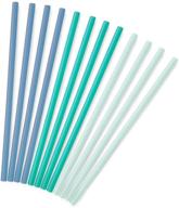 🥤 gosili translucent reusable silicone straw, soft and non-toxic, dishwasher safe, 10.5 inches extra long, 12 count, cobalt/teal/mint logo