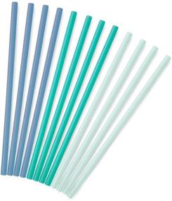 img 4 attached to 🥤 GoSili Translucent Reusable Silicone Straw, Soft and Non-toxic, Dishwasher Safe, 10.5 Inches Extra Long, 12 Count, Cobalt/Teal/Mint