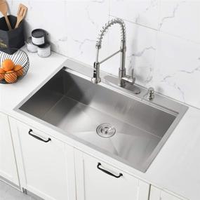 img 3 attached to 🛁 Bokaiya 33x22x10 Drop In Stainless Steel Kitchen Sink - Topmount Workstation Ledge, 16 Gauge R10 Deep Single Bowl Design