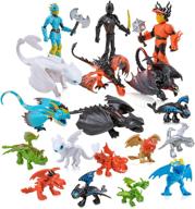 🐉 18 action figures and mini figure toys for kids - how to train your dragon - ideal cupcake cake toppers for parties, complete with convenient carry bag logo