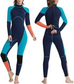 img 4 attached to OMGear Wetsuit 3mm Neoprene Full Body UV Protection Long Sleeves Scuba Diving Suit, Back Zipper Swimsuit for Scuba Diving, Surfing, Snorkeling, and Swimming - Men and Women