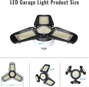 img 1 attached to High-Powered LED Garage Lights, 2-Pack 80W 9600LM 6000K E26 Bulb, Deformable LED Ceiling Lights with 3 Adjustable Panels, Ideal for Garage, Warehouse, Workshop, and Basement.