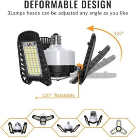 img 3 attached to High-Powered LED Garage Lights, 2-Pack 80W 9600LM 6000K E26 Bulb, Deformable LED Ceiling Lights with 3 Adjustable Panels, Ideal for Garage, Warehouse, Workshop, and Basement.