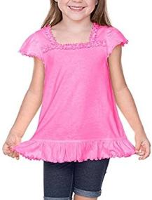 img 3 attached to 👗 Стильная коллекция девочек "Kavio Jersey Ruffle U Neck Flutter" для верхней одежды, футболок и блуз