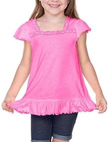 img 2 attached to 👗 Стильная коллекция девочек "Kavio Jersey Ruffle U Neck Flutter" для верхней одежды, футболок и блуз