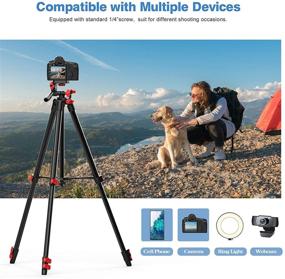 img 2 attached to 📸 KINGJOY 53'' Camera Phone Tripod Stand: Universal Adapter, Remote Shutter, Carry Bag - Max Load 6.6 lb