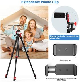 img 1 attached to 📸 KINGJOY 53'' Camera Phone Tripod Stand: Universal Adapter, Remote Shutter, Carry Bag - Max Load 6.6 lb