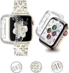 img 2 attached to Bekomo [3-Pack] Compatible For Apple Watch Band 38Mm With Rhinestone Protective Cover
