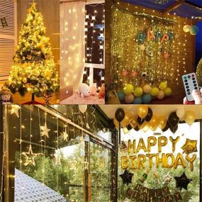 img 2 attached to 🌟 AMARS Curtain String Lights - 6.5ft x 6.5ft Warm White LED Backdrop Fairy Lights, Battery Operated with 8 Modes Remote Control Timer for Bedroom Wedding Party Christmas Indoor Outdoor