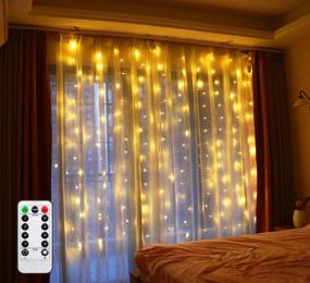 img 3 attached to 🌟 AMARS Curtain String Lights - 6.5ft x 6.5ft Warm White LED Backdrop Fairy Lights, Battery Operated with 8 Modes Remote Control Timer for Bedroom Wedding Party Christmas Indoor Outdoor