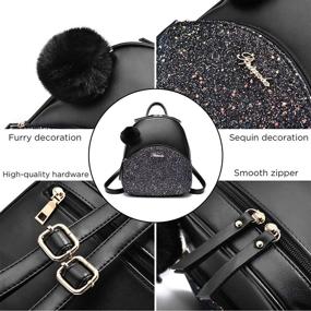 img 1 attached to Sequin Leather Backpack Satchel Daypacks Women's Handbags & Wallets for Satchels