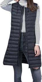 img 3 attached to Stylish Women's Mid-Long Down Vest: Lightweight, Packable & Round Collar Design