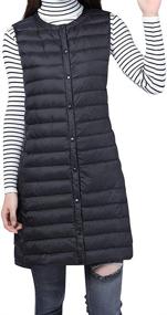 img 2 attached to Stylish Women's Mid-Long Down Vest: Lightweight, Packable & Round Collar Design