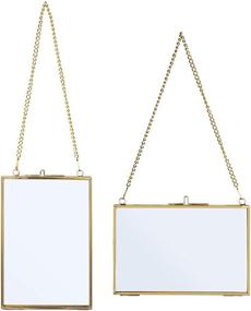 img 4 attached to 📸 JuxYes Set of 2 Brass Wall Hanging Photo Frames: Elegant Golden Glass Floating Frame Style for Stunning Artwork Display (4" x 6")