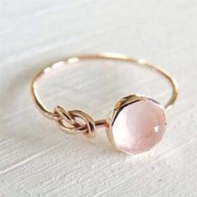 img 4 attached to 💍 Lzz Fashion Lady Opal Ring Pink Moonstone 18K Rose Gold Wedding Ring Size 6-10 (US Code 9), Round Cut Single Stone Design