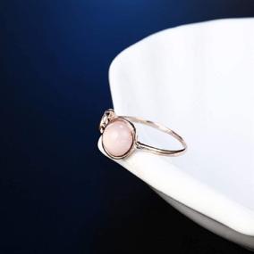 img 1 attached to 💍 Lzz Fashion Lady Opal Ring Pink Moonstone 18K Rose Gold Wedding Ring Size 6-10 (US Code 9), Round Cut Single Stone Design