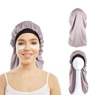 🎀 girzzur double layer extra long satin bonnet for braids - grey satin hair sleep cap and silky dreadlock cover logo