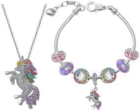 img 4 attached to Enchanting SHWIN Unicorn Gifts: Dazzling Rainbow Unicorn Jewelry Set for Girls and Women