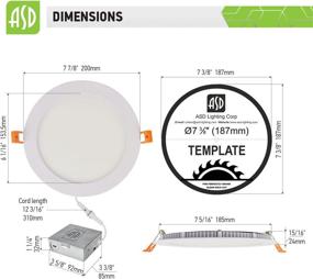 img 2 attached to 💡 ASD LED Recessed Lighting 8 Inch: Dimmable, IC Rated, Ultrathin Canless Downlight with Junction Box - 3 CCT Options (3000K/4000K/5000K) - Energy Efficient, 18W (145W Equivalent), 1350 Lm