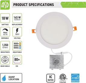 img 3 attached to 💡 ASD LED Recessed Lighting 8 Inch: Dimmable, IC Rated, Ultrathin Canless Downlight with Junction Box - 3 CCT Options (3000K/4000K/5000K) - Energy Efficient, 18W (145W Equivalent), 1350 Lm