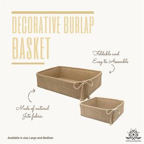 img 1 attached to Burlap Fabric Storage Bin: Stylish and Versatile Rectangular Collapsible Organizer for Home Décor and Gifting (Medium Size - 10.5 x 8.5 x 4 inches)