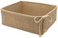 burlap fabric storage bin: stylish and versatile rectangular collapsible organizer for home décor and gifting (medium size - 10.5 x 8.5 x 4 inches) logo