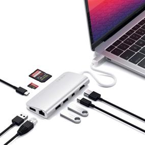 img 4 attached to Satechi Aluminum Type-C Multimedia Adapter: 4K HDMI, Mini DP, USB-C PD, Gigabit Ethernet, USB 3.0, Micro/SD Card Slots | Compatible with MacBook Air/Pro (Silver)